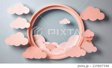 雲と空の紙工作風の背景 雲と空の紙工作風の背景 125607346