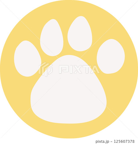 シンプルかわいい肉球のイラスト・イエロー1 125607378