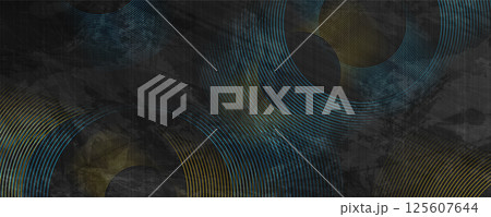 Geometric retro grunge abstract background with blue and golden linear circles Geometric retro grunge abstract background with blue and golden linear circles 125607644