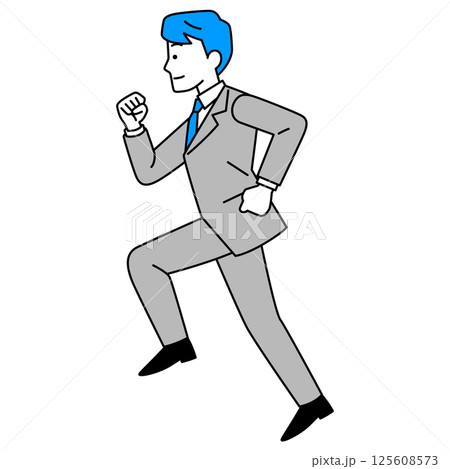 走るスーツの男性（横向き） 125608573