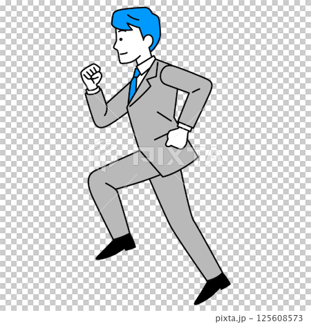 走るスーツの男性（横向き） 125608573