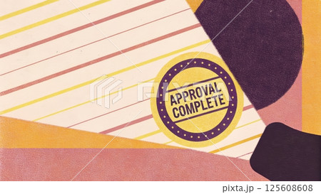 Approval stamp with colorful background design. 125608608