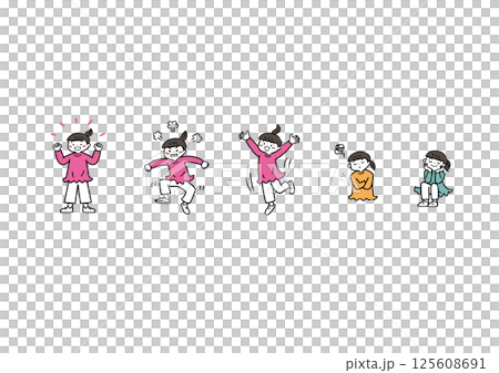 女の子のいろいろなポーズ 125608691