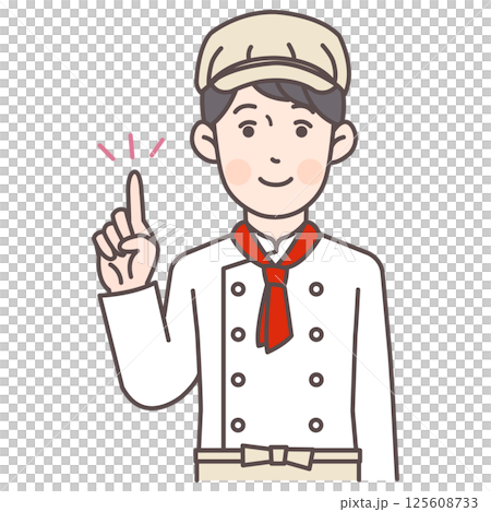Male bakery staff pointing 125608733