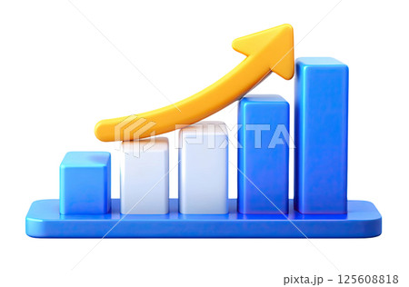 Financial growth concept, Growing bar chart with upward arrow illustration 125608818