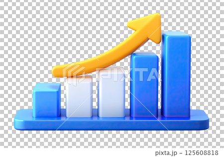 Financial growth concept, Growing bar chart with upward arrow illustration 125608818