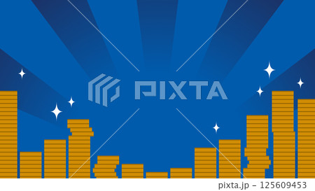 硬貨が積み上がった集中線 青ver. 硬貨が積み上がった集中線 青ver. 125609453