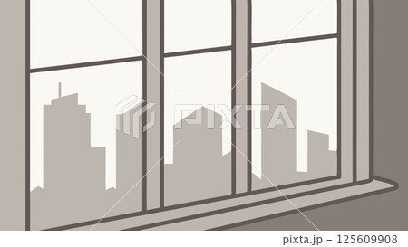air pollution PM2.5 concept, Window view of city skyline silhouette. 125609908