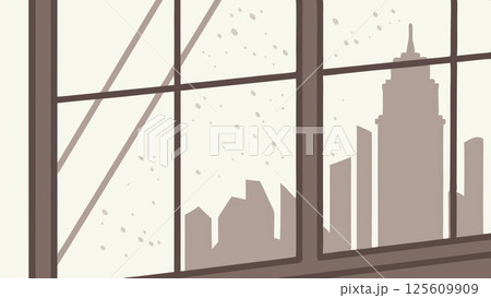 air pollution PM2.5 concept, City skyline reflected in a window view 125609909