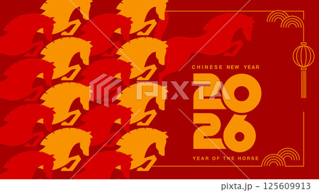 Lunar new year, Chinese New Year 2026 ,Year of the Horse , banner design 125609913