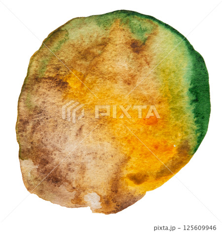 Green and Brown Hand Drawn Watercolor Spot Illustration. 125609946