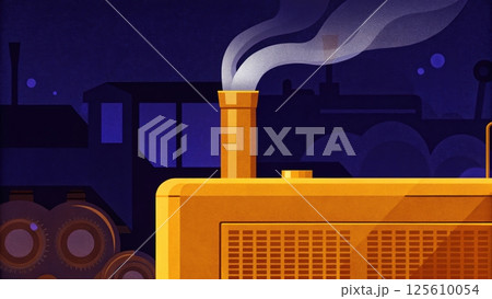 air pollution PM2.5 concept, Industrial machinery with smoke at night. air pollution PM2.5 concept, Industrial machinery with smoke at night. 125610054