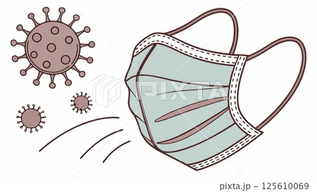 air pollution PM2.5 concept, Protective mask with virus illustration 125610069