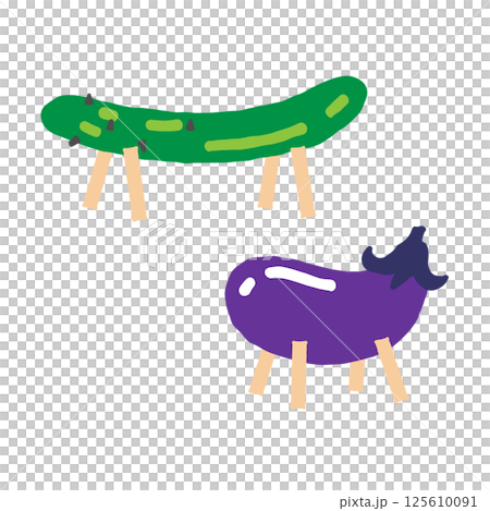 日本の精霊馬　イラスト素材 125610091