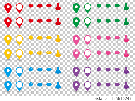 Simple pin illustration set Color map Pushpin Icon 125610243