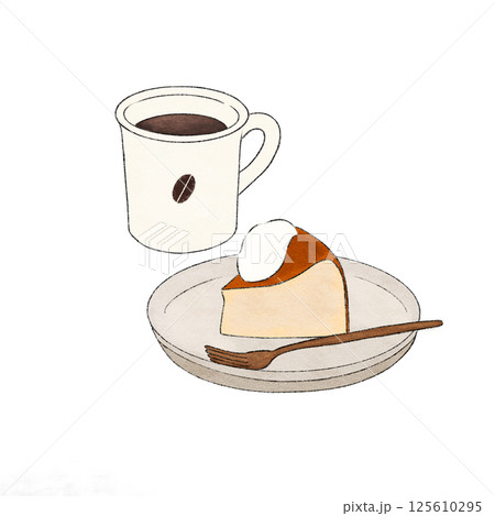 コーヒーとチーズケーキでカフェタイム 125610295