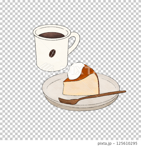 コーヒーとチーズケーキでカフェタイム 125610295