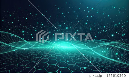 Futuristic and technology background concept, Digital wave pattern with glowing hexagons 125610360