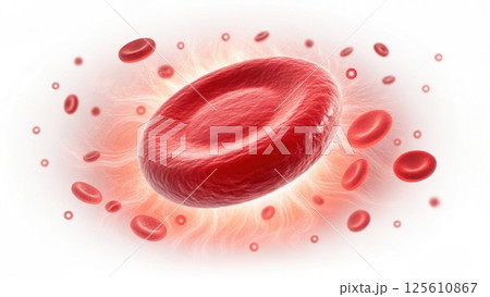 blood vessels concept, Red blood cell illustration with surrounding particles 125610867