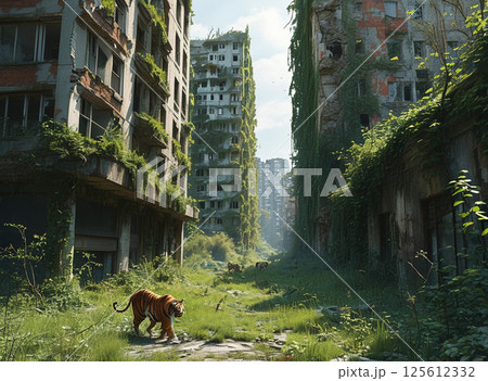 A city without people after the apocalypse,...のイラスト素材 [125612332] - PIXTA