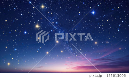 雲の向こうに見える星空、夜景 125613006