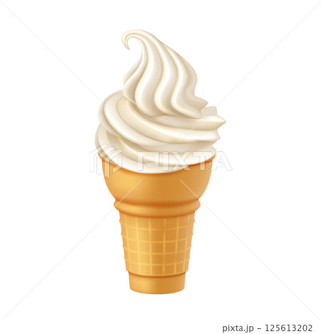 Delicious Soft Serve Ice Cream Cone Illustration 125613202