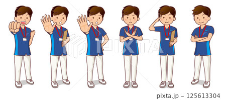 男性リハビリ職員ポーズ集 男性リハビリ職員ポーズ集 125613304