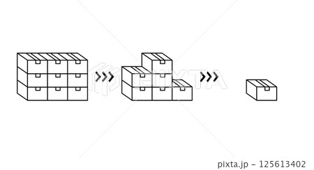 在庫が徐々に減っていく状況をイメージしたイラスト 在庫が徐々に減っていく状況をイメージしたイラスト 125613402