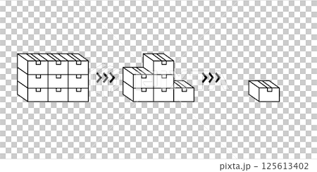在庫が徐々に減っていく状況をイメージしたイラスト 在庫が徐々に減っていく状況をイメージしたイラスト 125613402