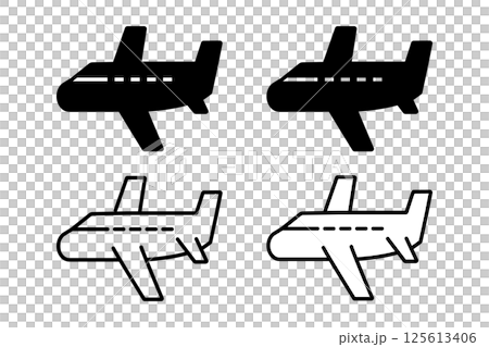 一組各種顏色的飛機圖標 125613406