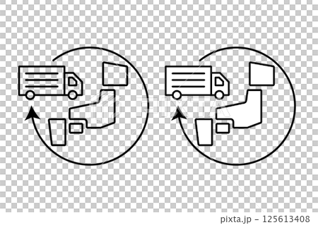 Illustration of a truck delivering across Japan 125613408
