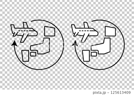 一架在日本各地飛行的飛機的插圖 125613409