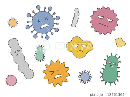 元気な色々なバイ菌のイメージイラスト_主線あり 125613624