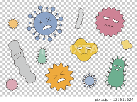 元気な色々なバイ菌のイメージイラスト_主線あり 125613624
