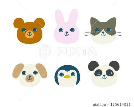 可愛いフラットデザインの動物アイコンセット 125614011
