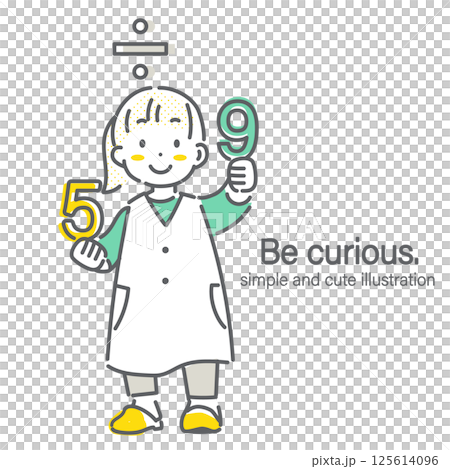 好奇的孩子、教育、小學生、簡單可愛的線條畫插圖 125614096
