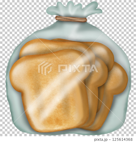 Slices of toast hand drawn design elements cute have pieces and decoration in watercolor. 125614368