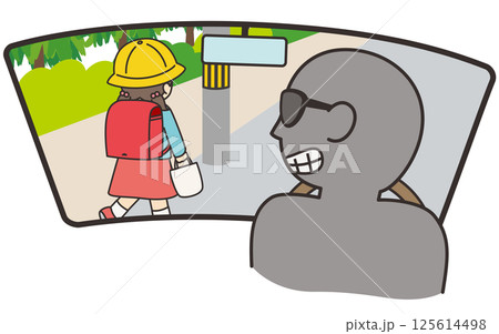 帰宅途中の小学生を車で尾行する変質者 125614498