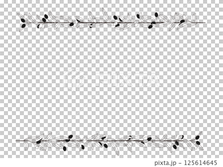 ナチュラルなオリーブの手描き風の線画　ラインフレーム 125614645