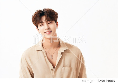 笑顔の若いアジア男性・カジュアルファッションのポートレート 125614663