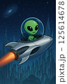 ロケットで飛んでいる宇宙人のイラスト 125614678