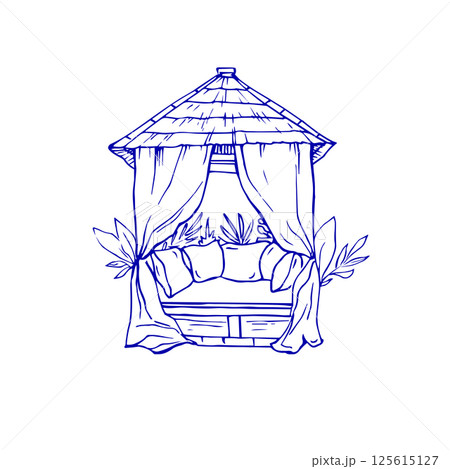 Beach gazebo vector hand drawn sketch 125615127