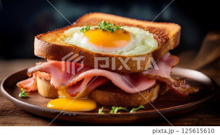 黄身がとろけるの贅沢ハムエッグトースト1 黄身がとろけるの贅沢ハムエッグトースト1 125615610