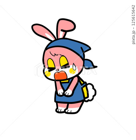 レトロなウサギの店員さん（お辞儀＆申し訳ない表情） 125615642