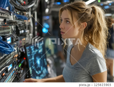 軍事システム　システムエンジニアの女性のイメージ素材 125615903