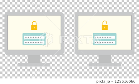 Computer login screen illustration set Computer login screen illustration set 125616066
