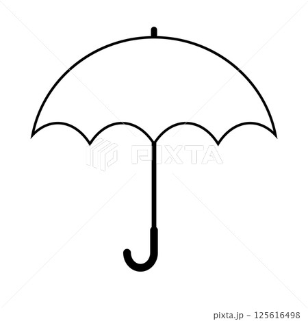 黒い傘イラスト素材アイコン　線画シンプル　背景白　ベクター　png 125616498