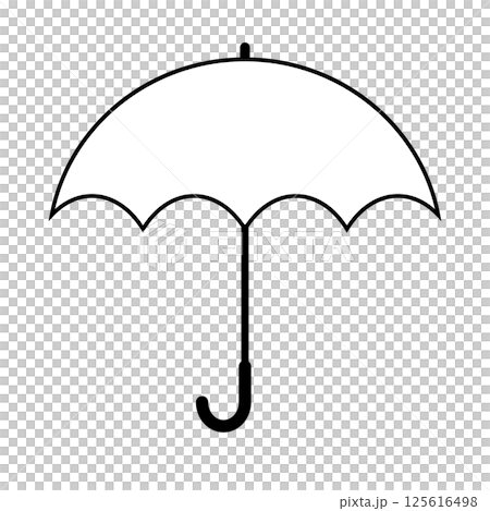 黒い傘イラスト素材アイコン　線画シンプル　背景白　ベクター　png 125616498