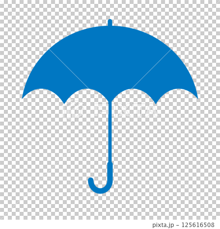 青色の傘イラスト素材アイコン　べた塗りシンプル　背景白　ベクター　png 125616508