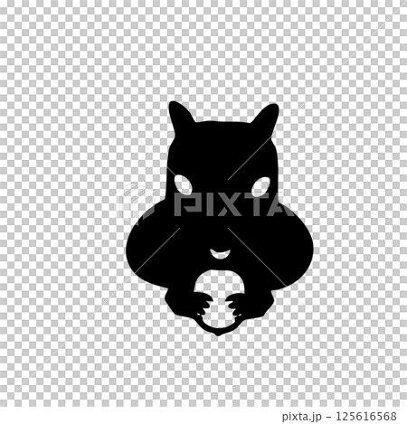 Squirrel head with puffed cheeks monochrome silhouette illustration Squirrel head with puffed cheeks monochrome silhouette illustration 125616568